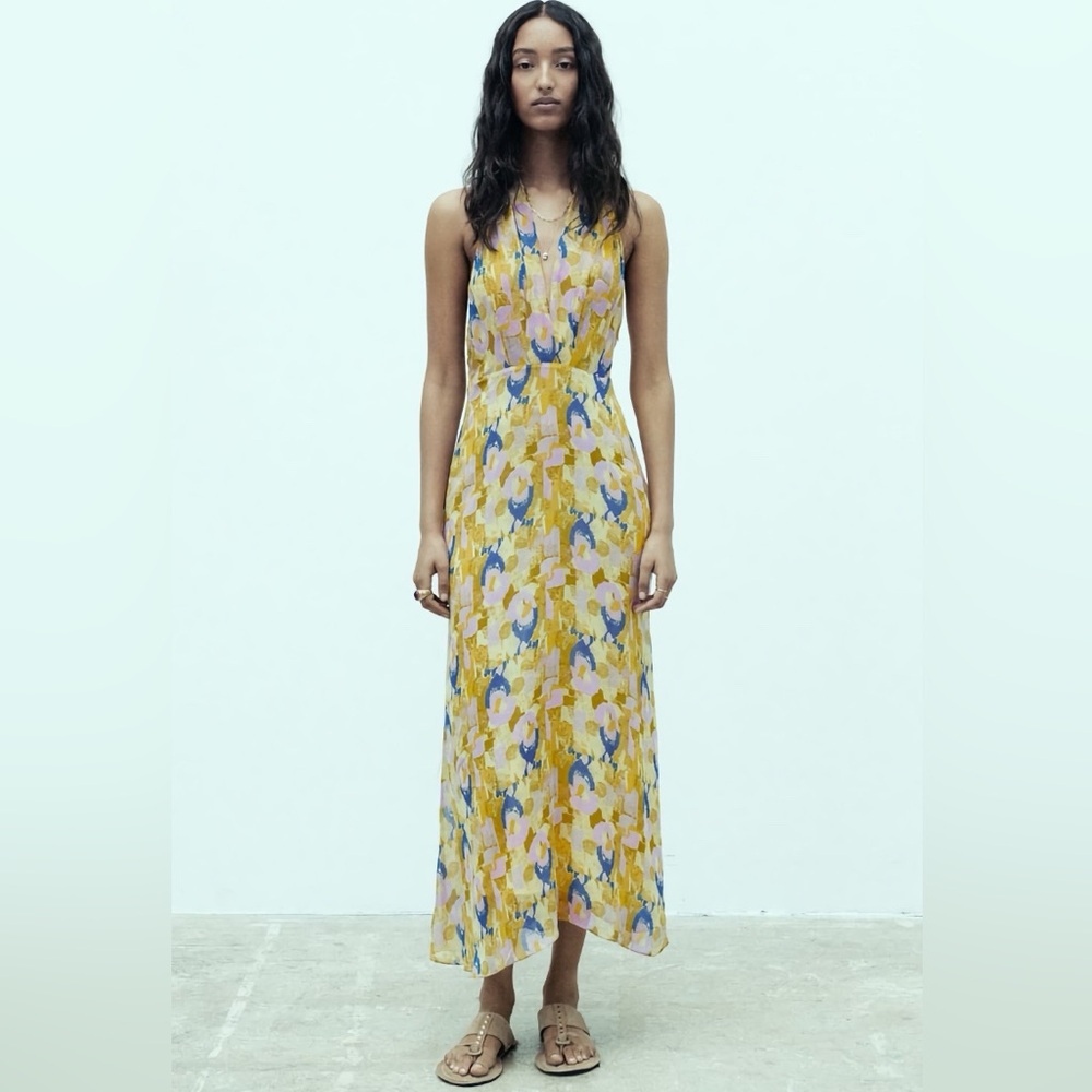 Zara Halter Stone Maxi Dress, M